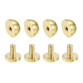 sourcing map 12x7mm Round Studs Rivet Purse Handbag Feet Spike Brass Leather Craft Screw Back Rivets DIY 4 Sets