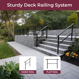 CR Fence & Rail Horizontal Metal Deck Railing, 6ft Wide Residential Handrail for Flat Surfaces, Simple Flat Design, Black Straight for Decks & Patio, Horizontal 36inch Tall
