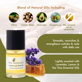 Bee Naturals Nail & Cuticle Oil Kit – Nourishing Nail Strengthener with Vitamin E, Olive & Avocado Oils – Lavender Lemon & Tea Tree Aromatherapy – Easy Pen Applicator for Healthy, Revitalized Nails