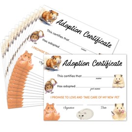 Pet Adoption Certificate, Adopt A Pet Party Favors, 10 Pcs Hamster Adoption Card Gifts for Girls Boys, Animals Birthday Adoption Party Supplies Decorations, 26
