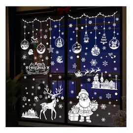 Christmas Window Stickers,202 pcs Double Sided Christmas Window Cling, 9 Sheet Reusable Christmas Window Decal White Static Sticker for Christmas Window Decorations, Christmas Decorations (White)