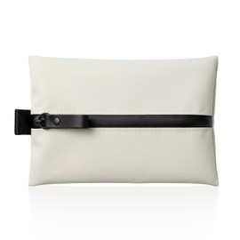 Fully Water-Resistant Zipper Pouch, Made in Japan, Compact Tech Organizer pouch for Cords, Cables & Essentials, Multipurpose Bag for Cosmetics, Travel Accessories & Toiletries, TOFTPOUCH, Small, White