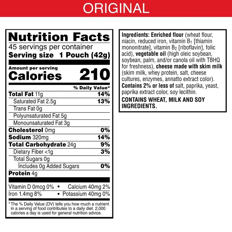 Cheez-It Original Baked Snack Crackers 1.5 oz Bags, 45 Pack