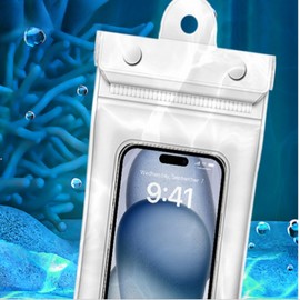 Waterproof Smartphone Pouch for Swimming & Beach (Touch Screen Compatible) Clear White 5ea
