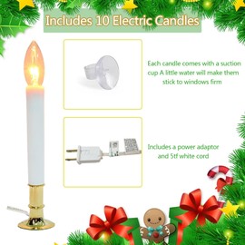 brianvikey Electric Window Candle Lamp with Gold Plated Base, Dusk to Dawn Sensor Turns Candle on in Dark and Off in Light, Ready to Use 10 Pack