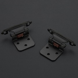 50 Pack 25 Pair Black Cabinet Hinges - 1/2 inch Overlay Kitchen Cabinet Hinges, Semi-Concealed Hinges, Self Closing Cabinet Door Hinges with Door Bumper, Black Face Mount Cabinet Hardware