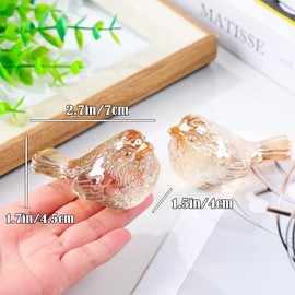 2Pcs Crystal Golden Birds Figurine Glass Animal Collectible Gifts for Women Double Birds Paperweight Table Centrepiece Ornament Presents for Valentines, Wedding Anniversary Christmas