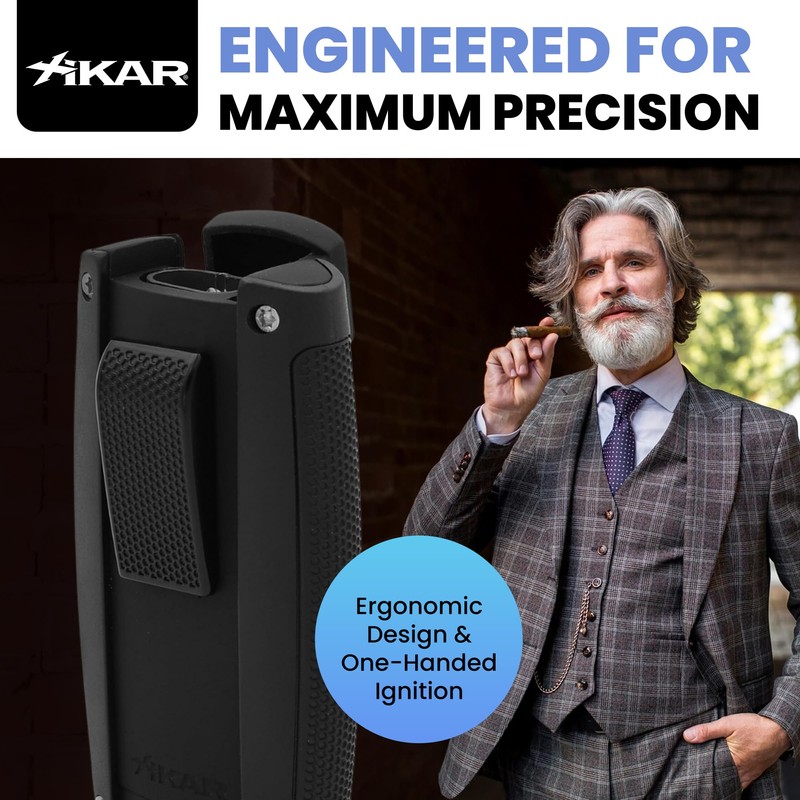 Xikar Turismo Double Jet Flame Butane Torch Lighter, Silver |