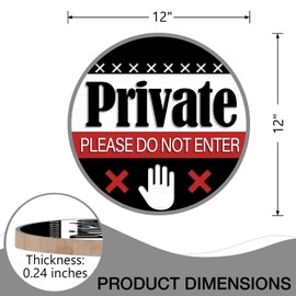 Deroro Private Please Do Not Enter Front Door Sign, Black Wood Door Hanger Outdoor Outside Porch Yard Decor, Wooden Wreath Indoor Home Office Business Wall Hanging Decoration