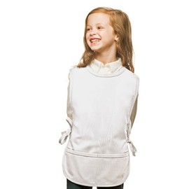 White Kids Art Smock, Cobbler Apron, Poly/Cotton Twill Fabric (Extra Large)