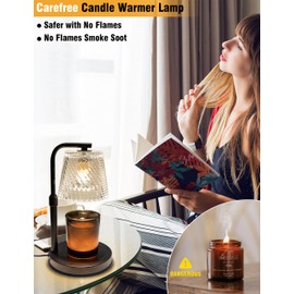 Candle Warmer Lamp with Timer Dimmable - Adjustable Electric Wax Melt Warmer Large Scented Jar Candles Lights, Birthday Gifts for Women, House Warming Gifts New Home Living Room Vintage Decor, Black