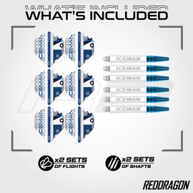 RED DRAGON Darts Gerwyn Iceman Price Hardcore Dart Flights & Nitrotech Stems Combo – 2 Sets (6 Dart Stems & Flights) Standard Shape 100 Micron