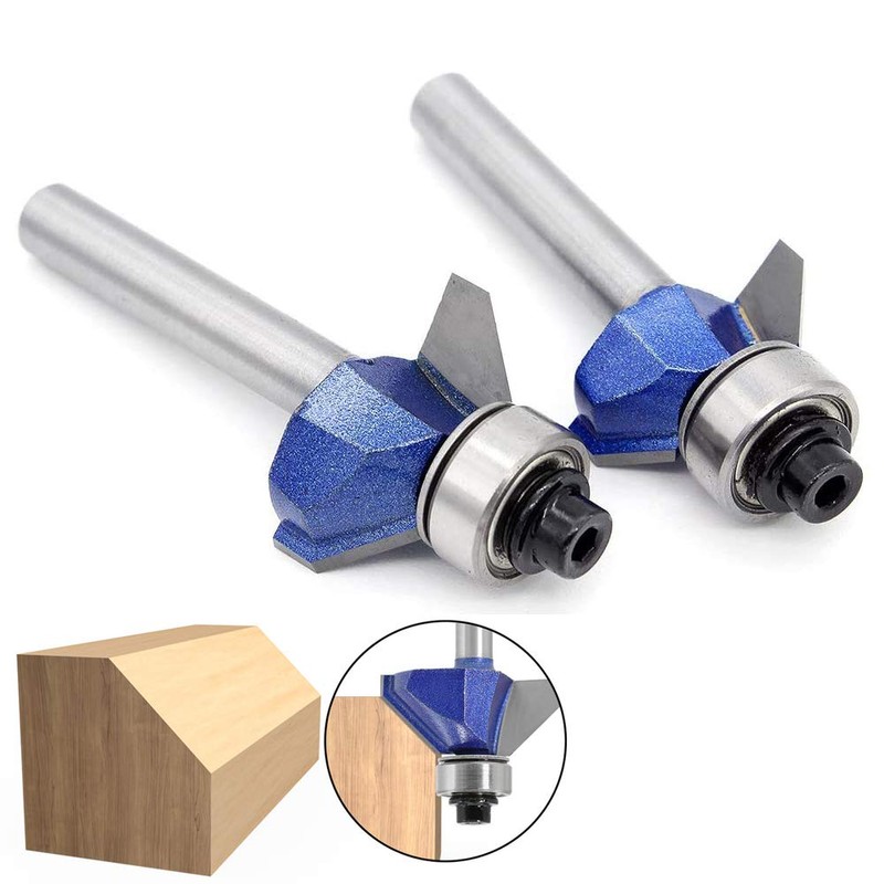 Gasea 4pcs 1/4" Shank 45 Degree Chamfer Router Bits Bevel