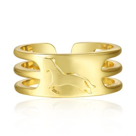 BLOSSOM & HUE Horse Open Ring | Gold Statement Band Ring | Adjustable Gold Ring Stallion Horse Gift for Her Equestrian Jewelry