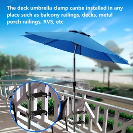 Umbrella Deck Mount, Patio Umbrella Bracket Torch Holder Attaches to Railing, Umbrella Poles Clamp Railing Mount, 3 Pack Black