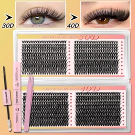 USA Ready to Ship Large Capacity 800pcs Lash Cluster Book Mixed 30D 40D Diy Lash Kit 8-16mm Eyelash Segment With Bond and SealFalse Eyelashes Style: 3040D800pkLK--800pcs
