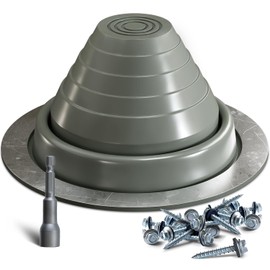 VIVIDA #3 Silicone Metal Roof Pipe Flashing Boot, High Temp Flexible Roof Jack Boot for Pipe OD 1/4" to 5", Screws & Hex Socket Included, Gray, 1 Pack