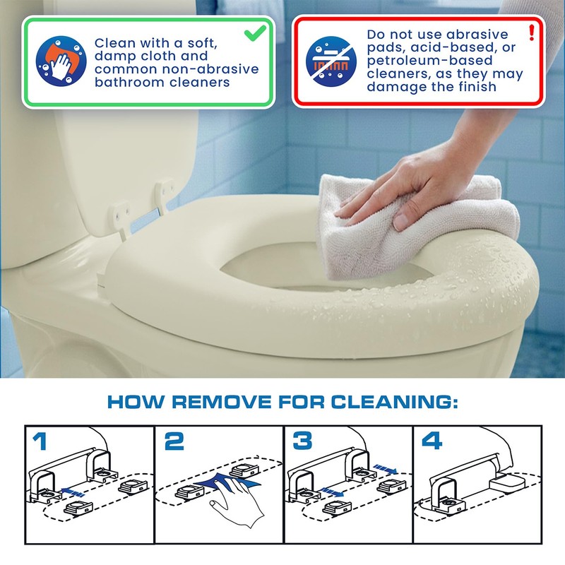 Plexon Soft Cushioned Toilet Seat, Round, Bone, Slow-Close Lid &