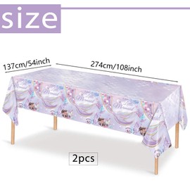 137 * 274cm Disposable TableCloth Table Covers,Christmas Party Rectangular Dining Table Cover Disposable Tablecovers Plastic Tablecloths for Picnic,Christmas,Birthday Parties Decor (Mermaid- purple)