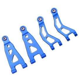 Aluminum Alloy Front Upper Swing Arm & Front Lower Swing Arm Upgrade Parts for ARRMA 1/14 Mojave Grom (Blue)