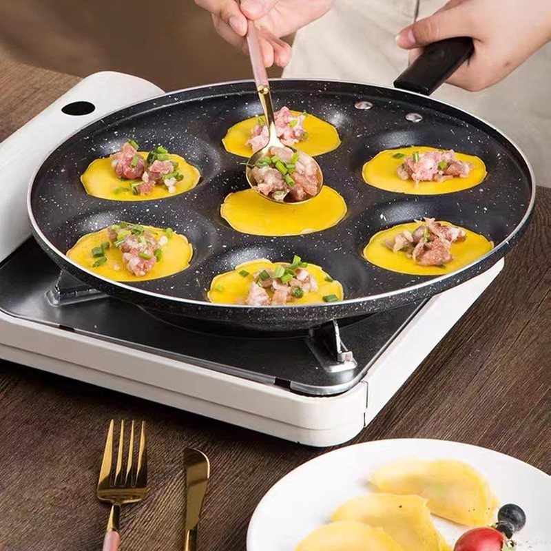 YCWF 7 Holes Egg Frying Pan, Mini Pancake Maker,Aluminum Non