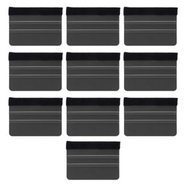10Pcs Car Vinyl Scraper Scratch Resistant Professional Vinyl Felt Squeegee for Vinyl Film Packaging Electronic Repair Black