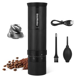 Portable Electric Coffee Grinder – Rechargeable Coffee Bean Grinder with Stainless Steel Conical Burr for Travel, Camping – External Adjustable Settings for Espresso, Pour Over & French Press