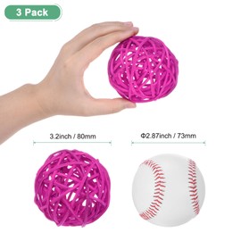 M METERXITY 3-Pack Wicker Rattan Balls 80mm/3.1 Inch Decorative Rattan Balls Orbs Vase Fillers Bowl Fillers for Christmas/Weddings/Thanksgiving/DIY Crafts/Home Decor [Rose Red]