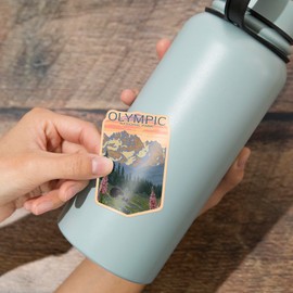 Die Cut Sticker Olympic National Park, Washington, Bear and Cubs with Flowers, Contour Vinyl Sticker 3 to 6 inches, (Waterproof Decal for Cars, Water Bottles, Laptops, Coolers), Large
