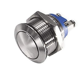 Push Button – Screw Contacts – Diameter 16 mm – Made of V2A Stainless Steel – Dust and Waterproof – AC/DC – Weather-Resistant and Durable – (Curved)