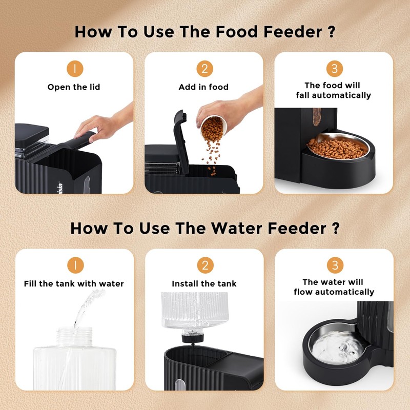 ZOMISIA Gravity Cat Feeder and Water Dispenser with 304 Stainless