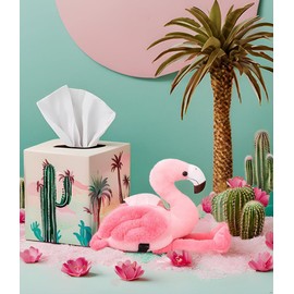Kmiunty Pink Flamingo Tissue Box Cover Creative Car Armrest Tissue Case Cute Plush Animals Napkin Tissue Box Holder