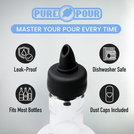 The Pure Pour - Tequila Spout & Dust Cover – Leakproof Liquor Bottle Pourer for Patron, Don Julio & Fluted Bottles – Barware Alcohol Dispenser – Made in USA - 1 Pack