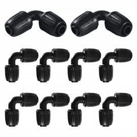 VooGenzek 10 PCS 16mm Drip Irrigation Fittings, Irrigation Elbow Adapter, Lock Barbed Connector, Barbed Locking Fitting, Irrigation Pipe Connectors, for Garden Irrigation Systems, Black