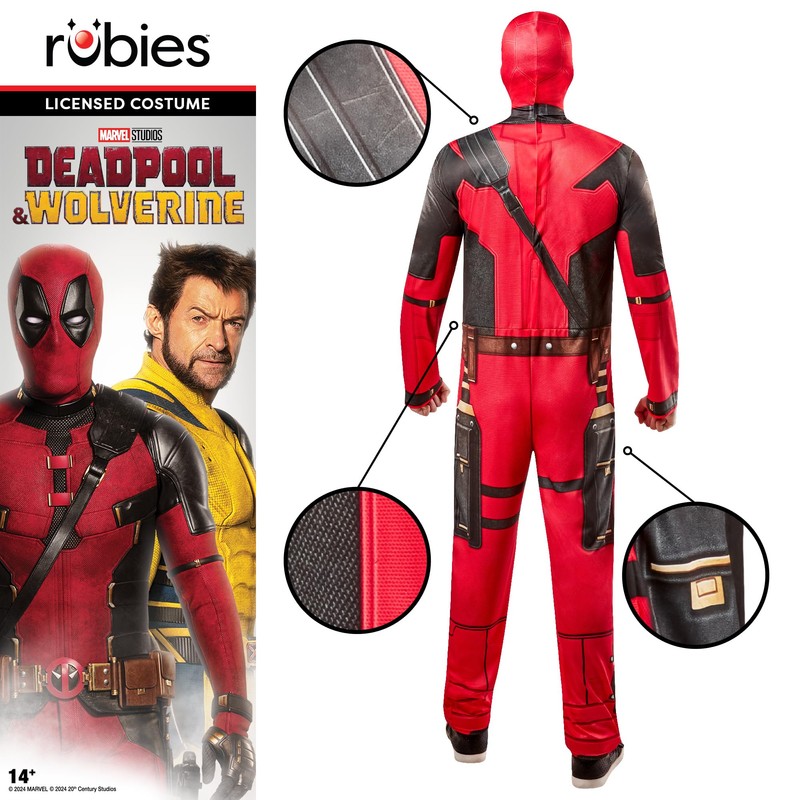 Rubies 1001361M Deadpool Costume for Adults, Men, Multicoloured, M, Multicoloured