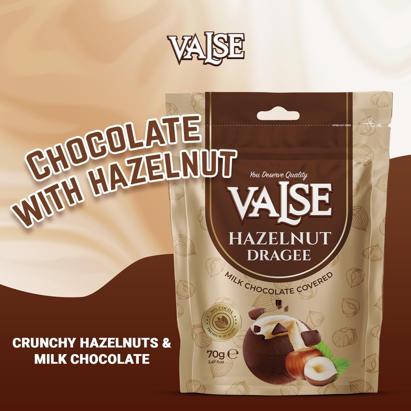 Chocolate Covered Hazelnuts Dragee, Milk Chocolate Covered Freeze Dried Hazelnuts