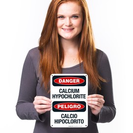 Sigo Signs Calcium Hypochlorite Sign, 10x7 Inches, 55 mil Thick HDPS (high Density polystyrene), Made in USA