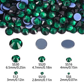 Blinginbox Hotfix Rhinestones, 1440 Pcs Crystal Hotfix Rhinestone Glass Rhinestones Round Crystal Gems Glass Stones for Clothes Shoes DIY Crafts Supplies(Emerald-SS10)