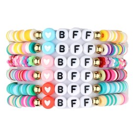 Friendship Bracelets BFF BESTIE Colorful Clay Beaded Stretch Bracelets-style 3