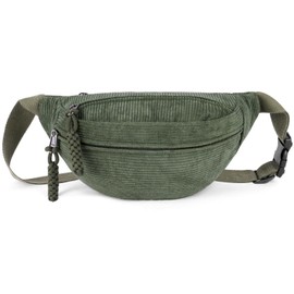 Aucuu Corduroy Waist Bag, Women's Shoulder Bag, Belt Bag, Fashion Sports Chest Bag with Adjustable Shoulder Straps, Waist Bags for Daily Use, Outdoor Sports, Hiking, Travel, Running, School（Green）