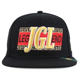 Trendy Apaprel Shop JGL El Chapo 701 Embroidered Flatbill Snapback Cap - Black Black