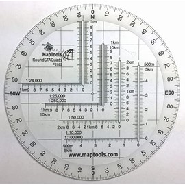 MapTools Round Military Coordinate Scale and Protractor in 90° Quadrants