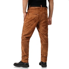 Laverapelle Men's Genuine Cow Suede Leather Pants (Suede-Tan, 32, Polyester Lining) - 1804001