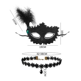 CVFRTT 1 Feather Eye Mask And 1 Necklace, Cosplay Accessories, Performance Costume Props, Masquerade Eyewear
