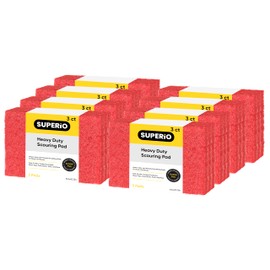 Scouring Pad Non-Scratching Scrubber Non-Scratch Cleaning Scrub Pads Heavy Duty Scouring Pad Reusable Kitchen Scrubbing Pad Pack of 24 Red, by Superio