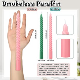 Conelist 8 Pack 9.8'' Pink and Green Birthday Candles Decor Princess and Witch Spiral Taper Candles Table Decorations for Birthday Favors(Pink, Green)