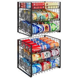 3-Tier Stackable Can Rack Organizer for Pantry, Adjustable Can Storage Holder for Various Ounces of Canned food Soda Drinks, Can Dispenser for Kitchen Cupboard Cabinet, 2 Pack