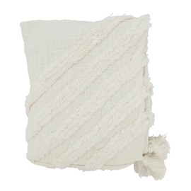 SARO LIFESTYLE Textured Chic Tufted Throw with Tassels