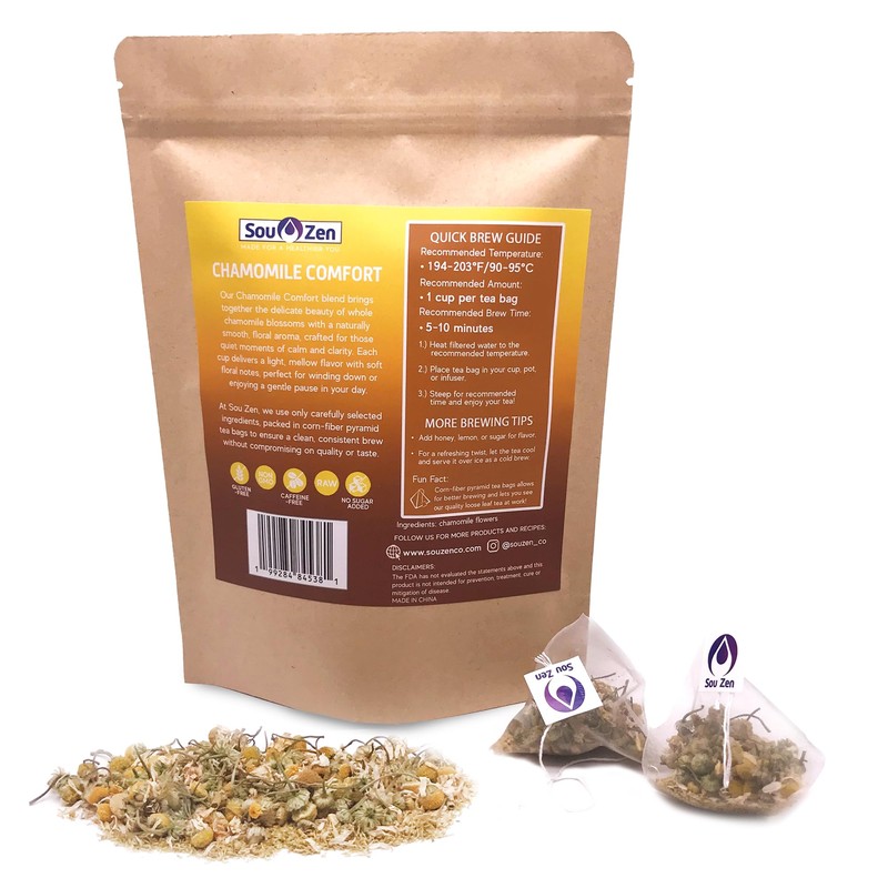 Sou Zen Chamomile Comfort Loose Leaf Chamomile Tea Bags (30