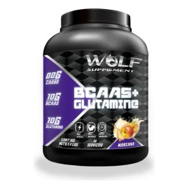 Aminoácidos Bcaas + Glutamina Wolf 1kg Sabores Pre Manzana